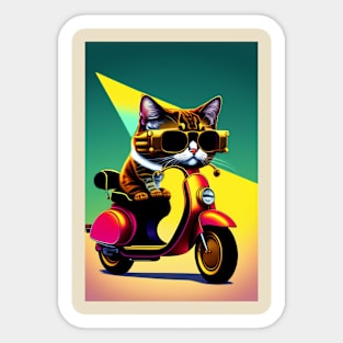 Cute Cats Riding Vespa with Sunglasses Sticker